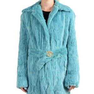 Just Cavalli Women's Blue Belted Mink Fur Coat